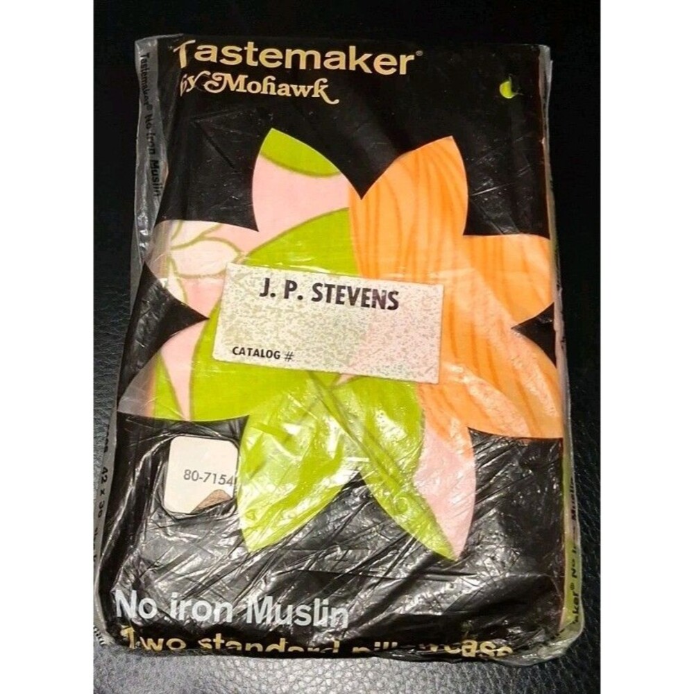 Vintage Tastemaker By Mohawk No Iron Percale Tulip Stripe Floral Pillowcases 2